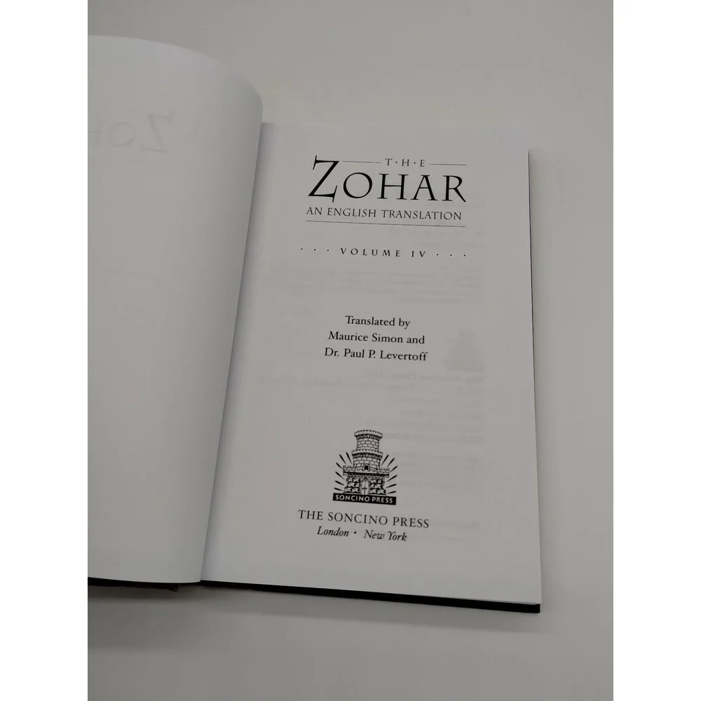 The Zohar An English Translation Volume 4 Simon & Levertoff Jewish Mysticism